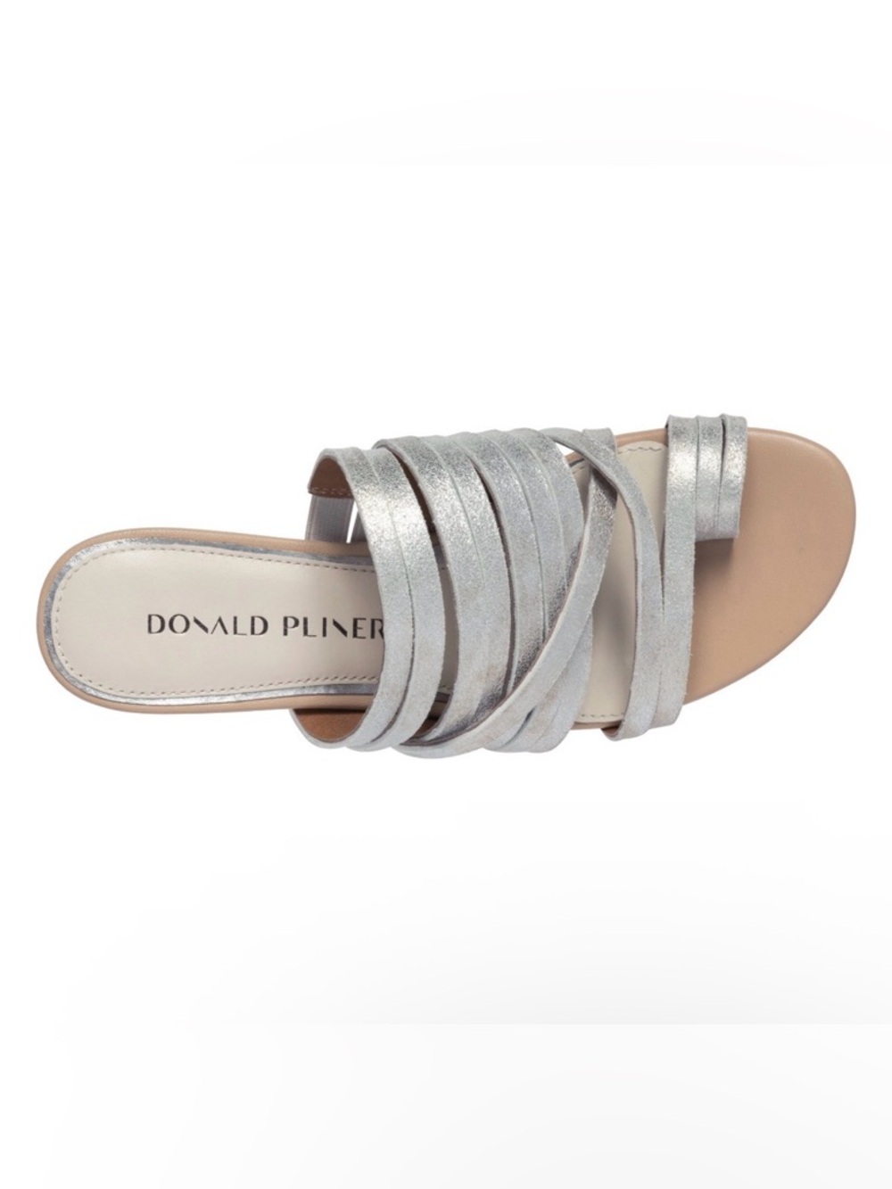New Donald Pliner Marlow Sandal Strappy Leather 9.5 Silver - Picture 2 of 6